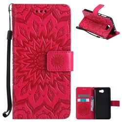 Embossing Sunflower Leather Wallet Case for Huawei Y5II Y5 2 Honor5 Honor Play 5 - Red