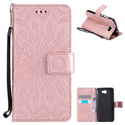 Embossing Sunflower Leather Wallet Case for Huawei Y5II Y5 2 Honor5 Honor Play 5 - Rose Gold