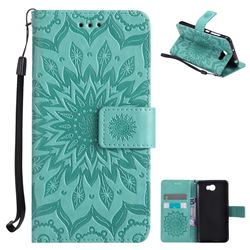 Embossing Sunflower Leather Wallet Case for Huawei Y5II Y5 2 Honor5 Honor Play 5 - Green