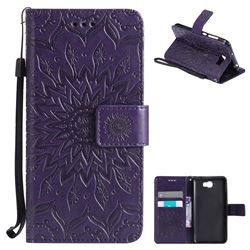 Embossing Sunflower Leather Wallet Case for Huawei Y5II Y5 2 Honor5 Honor Play 5 - Purple