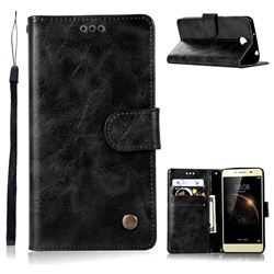 Luxury Retro Leather Wallet Case for Huawei Y5II Y5 2 Honor5 Honor Play 5 - Black