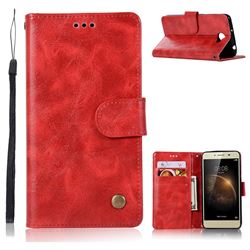 Luxury Retro Leather Wallet Case for Huawei Y5II Y5 2 Honor5 Honor Play 5 - Red