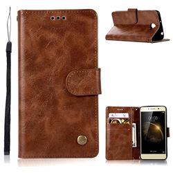 Luxury Retro Leather Wallet Case for Huawei Y5II Y5 2 Honor5 Honor Play 5 - Brown