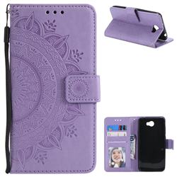 Intricate Embossing Datura Leather Wallet Case for Huawei Y5II Y5 2 Honor5 Honor Play 5 - Purple