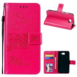 Embossing Owl Couple Flower Leather Wallet Case for Huawei Y5II Y5 2 Honor5 Honor Play 5 - Red