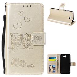 Embossing Owl Couple Flower Leather Wallet Case for Huawei Y5II Y5 2 Honor5 Honor Play 5 - Golden