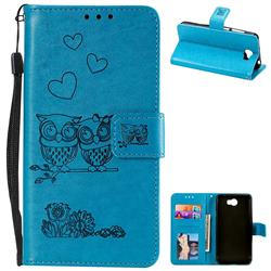 Embossing Owl Couple Flower Leather Wallet Case for Huawei Y5II Y5 2 Honor5 Honor Play 5 - Blue