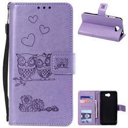 Embossing Owl Couple Flower Leather Wallet Case for Huawei Y5II Y5 2 Honor5 Honor Play 5 - Purple