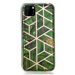 Green Rhombus Galvanized Rose Gold Marble Phone Back Cover for Huawei Y5p