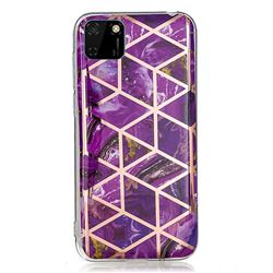 Purple Rhombus Galvanized Rose Gold Marble Phone Back Cover for Huawei Y5p