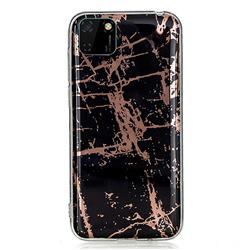 Black Galvanized Rose Gold Marble Phone Back Cover for Huawei Y5p