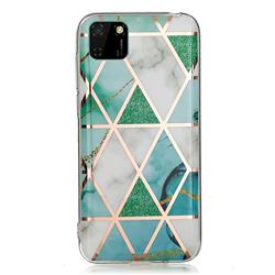 Green White Galvanized Rose Gold Marble Phone Back Cover for Huawei Y5p