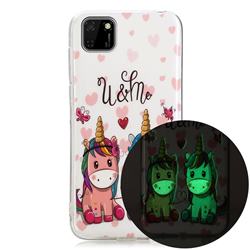 Couple Unicorn Noctilucent Soft TPU Back Cover for Huawei Y5p