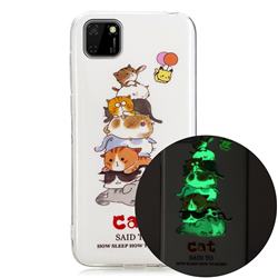 Cute Cat Noctilucent Soft TPU Back Cover for Huawei Y5p