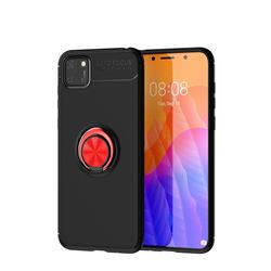 Auto Focus Invisible Ring Holder Soft Phone Case for Huawei Y5p - Black Red