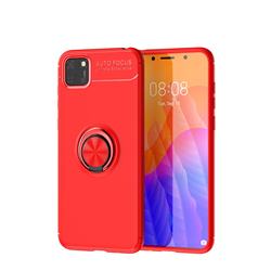 Auto Focus Invisible Ring Holder Soft Phone Case for Huawei Y5p - Red