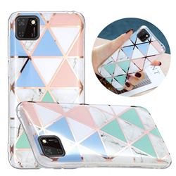 Fresh Triangle Painted Marble Electroplating Protective Case for Huawei Y5p