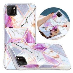 Purple and White Painted Marble Electroplating Protective Case for Huawei Y5p
