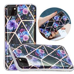 Black Flower Painted Marble Electroplating Protective Case for Huawei Y5p