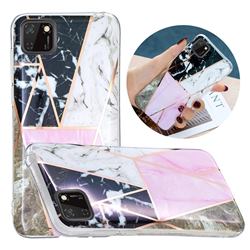 Pink and Black Painted Marble Electroplating Protective Case for Huawei Y5p