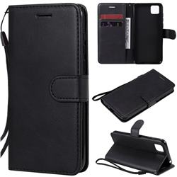 Retro Greek Classic Smooth PU Leather Wallet Phone Case for Huawei Y5p - Black