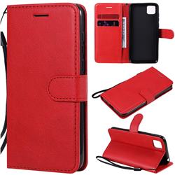 Retro Greek Classic Smooth PU Leather Wallet Phone Case for Huawei Y5p - Red