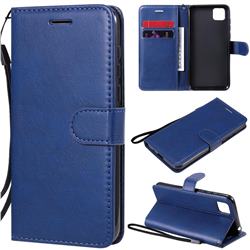 Retro Greek Classic Smooth PU Leather Wallet Phone Case for Huawei Y5p - Blue