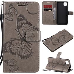 Embossing 3D Butterfly Leather Wallet Case for Huawei Y5p - Gray