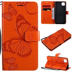 Embossing 3D Butterfly Leather Wallet Case for Huawei Y5p - Orange