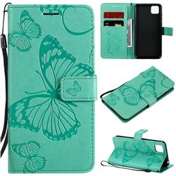 Embossing 3D Butterfly Leather Wallet Case for Huawei Y5p - Green