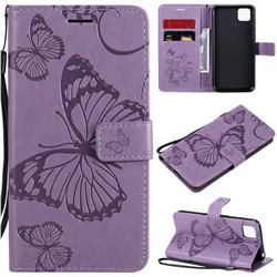 Embossing 3D Butterfly Leather Wallet Case for Huawei Y5p - Purple