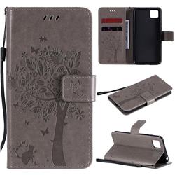 Embossing Butterfly Tree Leather Wallet Case for Huawei Y5p - Grey