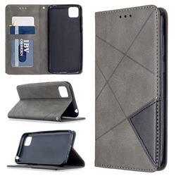 Prismatic Slim Magnetic Sucking Stitching Wallet Flip Cover for Huawei Y5p - Gray