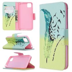 Feather Bird Leather Wallet Case for Huawei Y5p