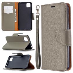 Classic Luxury Litchi Leather Phone Wallet Case for Huawei Y5p - Gray