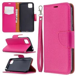 Classic Luxury Litchi Leather Phone Wallet Case for Huawei Y5p - Rose