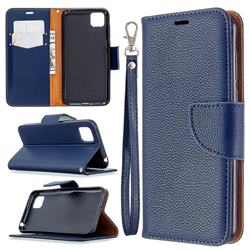 Classic Luxury Litchi Leather Phone Wallet Case for Huawei Y5p - Blue