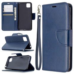 Classic Sheepskin PU Leather Phone Wallet Case for Huawei Y5p - Blue