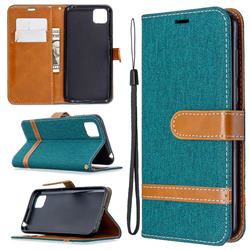 Jeans Cowboy Denim Leather Wallet Case for Huawei Y5p - Green