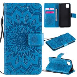 Embossing Sunflower Leather Wallet Case for Huawei Y5p - Blue
