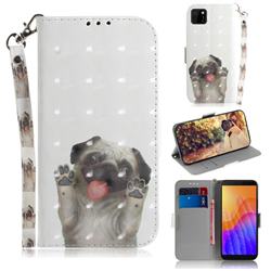 Pug Dog 3D Painted Leather Wallet Phone Case for Huawei Y5p