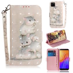 Three Squirrels 3D Painted Leather Wallet Phone Case for Huawei Y5p