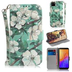 Watercolor Flower 3D Painted Leather Wallet Phone Case for Huawei Y5p