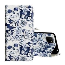 Skull Flower 3D Painted Leather Phone Wallet Case for Huawei Y5p