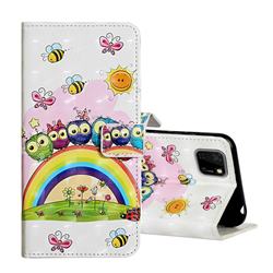 Rainbow Owl Family 3D Painted Leather Phone Wallet Case for Huawei Y5p