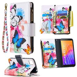 Vivid Flying Butterflies Binfen Color BF03 Retro Zipper Leather Wallet Phone Case for Huawei Y5p
