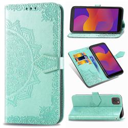 Embossing Imprint Mandala Flower Leather Wallet Case for Huawei Y5p - Green