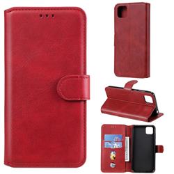 Retro Calf Matte Leather Wallet Phone Case for Huawei Y5p - Red