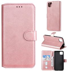 Retro Calf Matte Leather Wallet Phone Case for Huawei Y5p - Pink