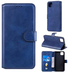 Retro Calf Matte Leather Wallet Phone Case for Huawei Y5p - Blue